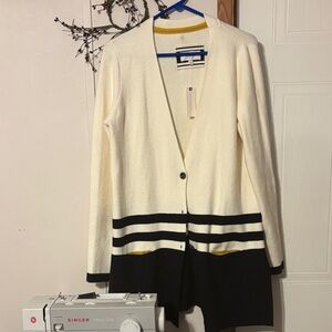 Angel Of The North Cream and Black Striped Cardigan